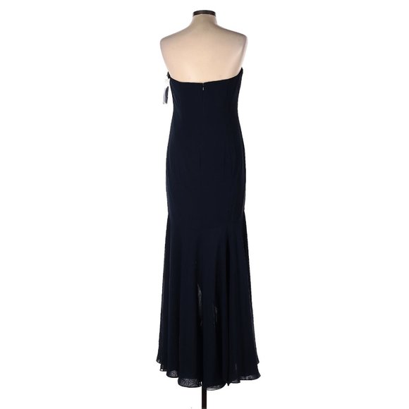 After Six Navy Blue Floor Length Formal Evening Gown Size 12 Spaghetti Straps - Picture 2 of 3